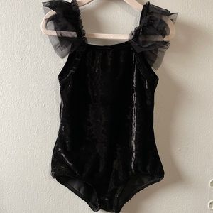 Zara Girls Black Velvet Tulle Bodysuit Size 5-6